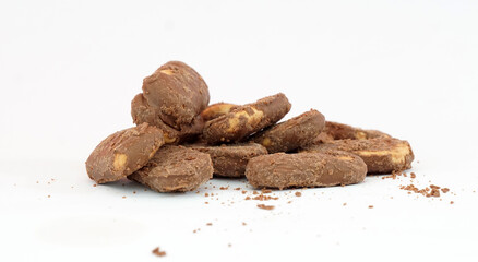small round biscuits covered with chocolate