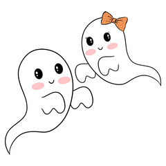 Cute ghost halloween cartoon character 