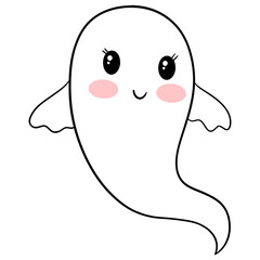 Cute ghost halloween cartoon character 