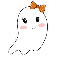 Cute ghost halloween cartoon character 