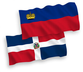 Flags of Liechtenstein and Dominican Republic on a white background