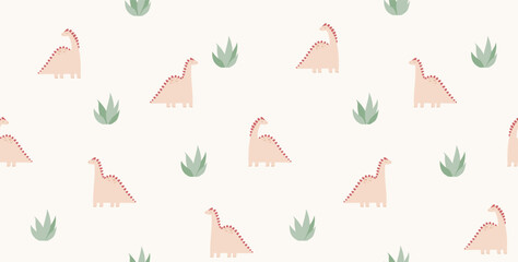 Dinosaur  vector seamless pattern. Jurassic background