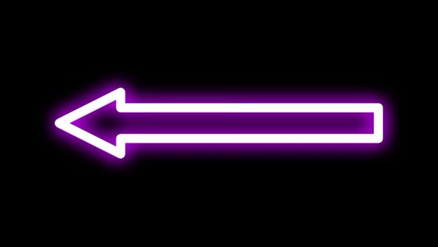 Animated Neon Arrow On Black Screen Background