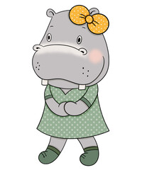 Cute hippo cartoon design character 