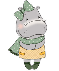Cute hippo cartoon design character 