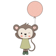 Cute monkey cartoon design character 