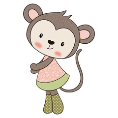 Cute monkey cartoon design character 