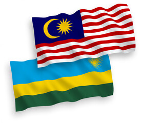 Flags of Republic of Rwanda and Malaysia on a white background
