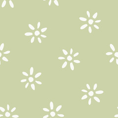 Boho floral seamless pattern with green background