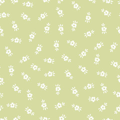 Boho floral seamless pattern with green background