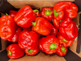 Background of red pepper close-up. Fresh red peppers