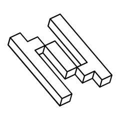 Isometric N letter, N vector 3D logo.