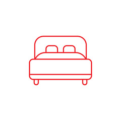 Obraz na płótnie Canvas eps10 red vector double bed line icon isolated on white background. hotel bed outline symbol in a simple flat trendy modern style for your website design, logo, pictogram, and mobile application