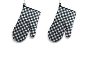 Heat Resistant Cooking Gloves Black White On White