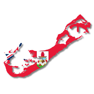 Bermuda flag map on white background 3d illustration with clipping path