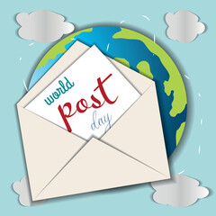 paper cut postcard . world post day