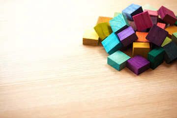 A mound of colorful building blocks for beginning of something creative.