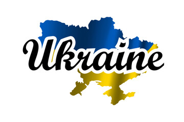 Ukrainian map outline 3D, isolated white background. T-shirt print design for textile, fabric. Typography graphics. Message for stop war. Concept of peace, freedom, independence Vector illustration