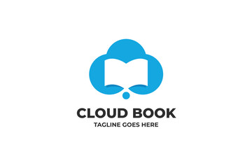 Cloud Book Library Digital Saving Business Logo Template