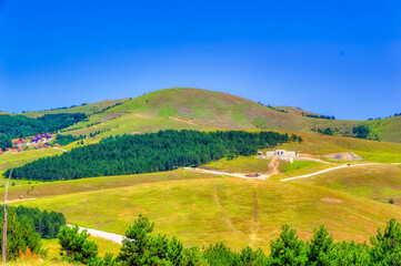 Fototapeta na wymiar Mountain landscape during summer day in Zlatibor, Serbia.