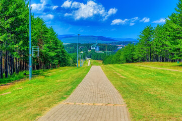 Visitors at Health walking trail in Zlatibor, Serbia.