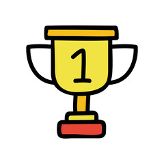 Champion trophy hand-drawn icon vector graphic illustration