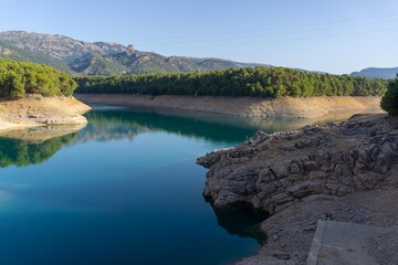 La Bolera reservoir one morning in August.