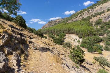 Fototapeta na wymiar Spectacular trail through the mountains on a summer afternoon.