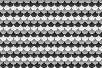 Black, gray and white fish scales or roof tiles pattern background.
