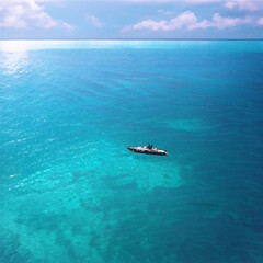 南の海 透明な海 緑の海 浮かぶ小舟 ボート クルーザー ヨット