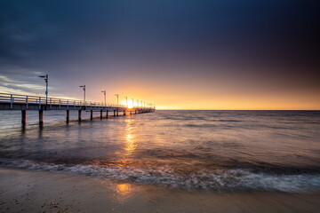 Fototapeta premium Amazing coloful sunrsie in Mechelinki. small fishing village near Gdynia