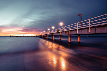 Amazing coloful sunrsie in Mechelinki. small fishing village near Gdynia - 522811148