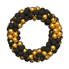 Christmas decorative wreath from gold balls.