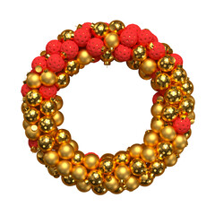Christmas decorative wreath from gold balls.
