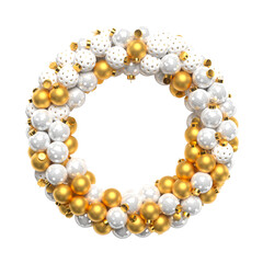 Christmas decorative wreath from gold balls.