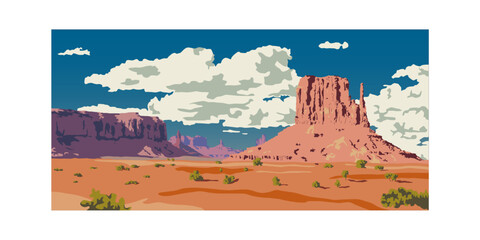 Monument Valley USA wallpaper color vector graphic