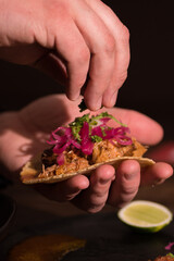 Obraz na płótnie Canvas Holding taco in hand