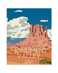 Monument Valley poster color vector graphic