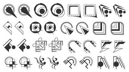 Abstract Set Collection Black Quotemarks Speech Punctuation Excerpt Remarks Icons Vector Design Style