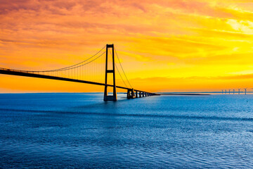 great belt bridge in denmark over the baltic sea - obrazy, fototapety, plakaty