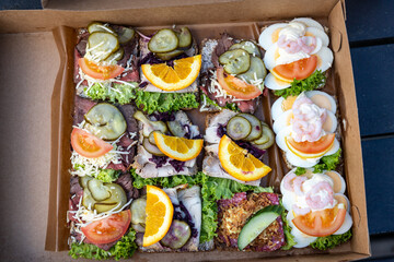 Danish open faced sandwiches.  Smorrebrod.