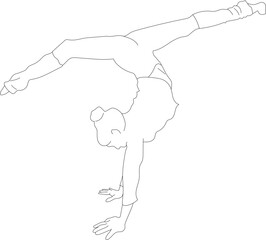 Vector human figure, gym silhouette doing a headstand.
Athlete vector people illustration.