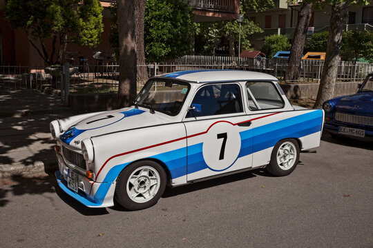 racing car Trabant 601 in 20th meeting of Trabant and Ifa cars of East Germany. Cesenatico, FC, Italy - May 14, 2017