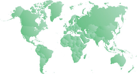 vector illustartion of green colored world map on white background