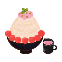 Water melon pingsu with sweet syrup in cute style.