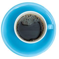 Drink coffee cup in blue cup isolated on white with clipping path