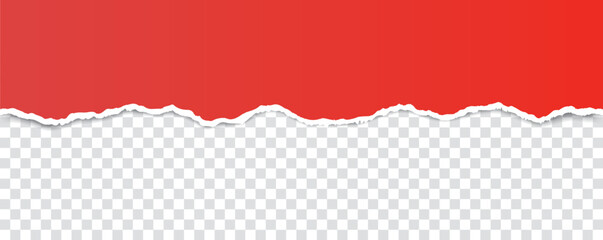 vector red colored torn paper banner with ripped edges with space for your text on transparent background	