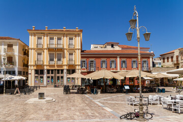 Nafplio, Greece, July 19, 2022. Syntagma Square. Syntagma Square is the historically most important...