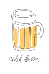 One line drawing cold beer