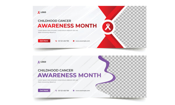 Childhood cancer awareness month social media facebook cover template design, Childhood cancer awareness month web banner template